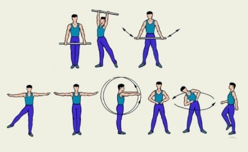 Гимнастика с палкой для плечевых суставов Гимнастика с палкой для плечевых суставов